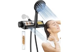Filtered Shower Head with Handheld Combo Matte Black - Dual 2-in-1 Spa System with Massage Shower Head and 10 Modes Hand Held