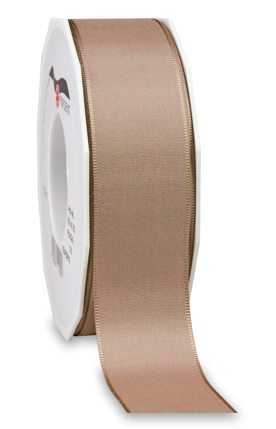 Präsent - Europa Taffeta Ribbon Taupe 40 mm Width, 50 m Length