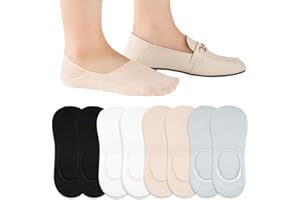 COOPLUS 8 Pairs No Show Socks Womens Low Cut Liner Non Slip Cotton Invisible Boat Socks for Loafer Flats