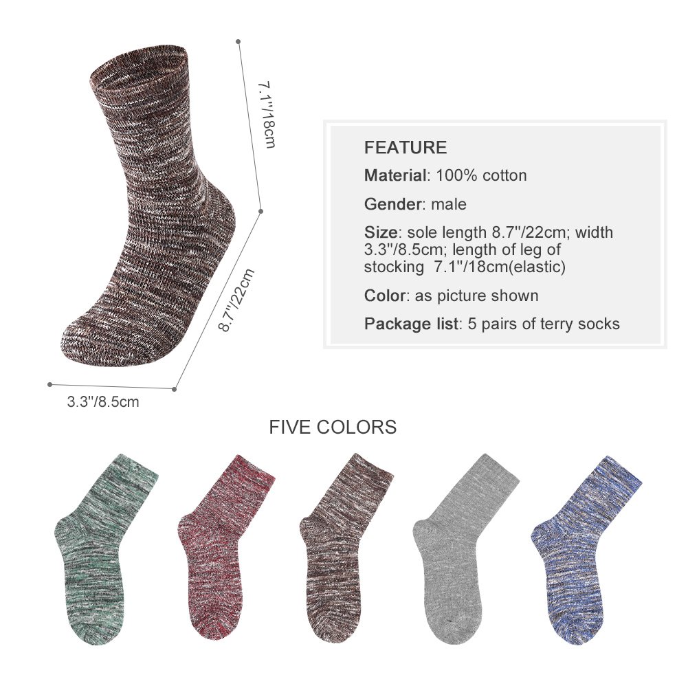 Vbiger 5 Paar Herren Crew Socken Baumwolle Socken Verdickt Thermische Warme Winter Terry Socken