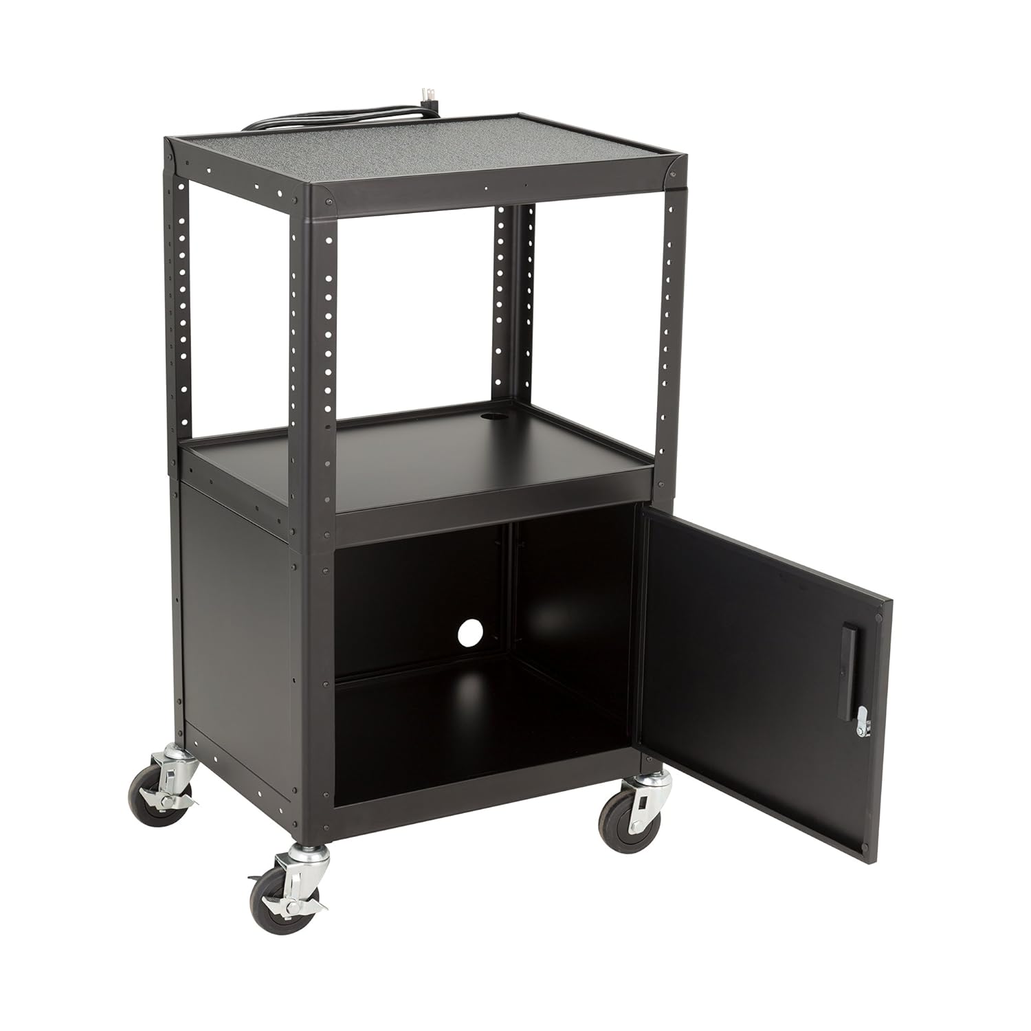Norwood Commercial Furniture NOR-GNO1010-SO Adjustable Metal AV Cart with Locking Cabinet & Power: Industrial & Scientific