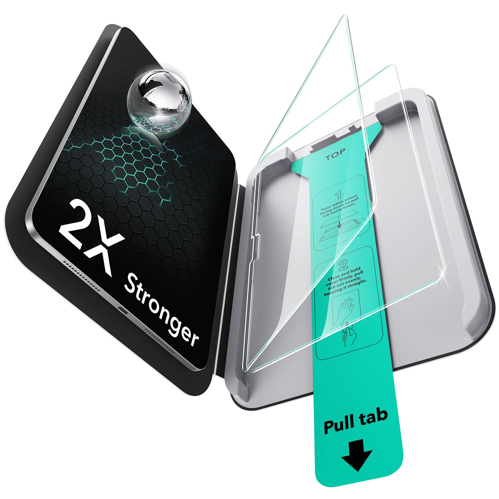 Photo 1 of ESR 2 Pack Screen Protector for iPad Pro 11 Inch (M5/M4) 2025/2024, 9H Tempered Glass Film with Ultra Fit Tray, Scratch Resistant, HD Clarity, Bubble Free Application, Apple Pencil Support