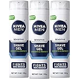 NIVEA MEN Sensitive Shave Gel with Vitamin E, Soothing Chamomile and Witch Hazel Extracts, 3 Pack of 7 Oz Cans