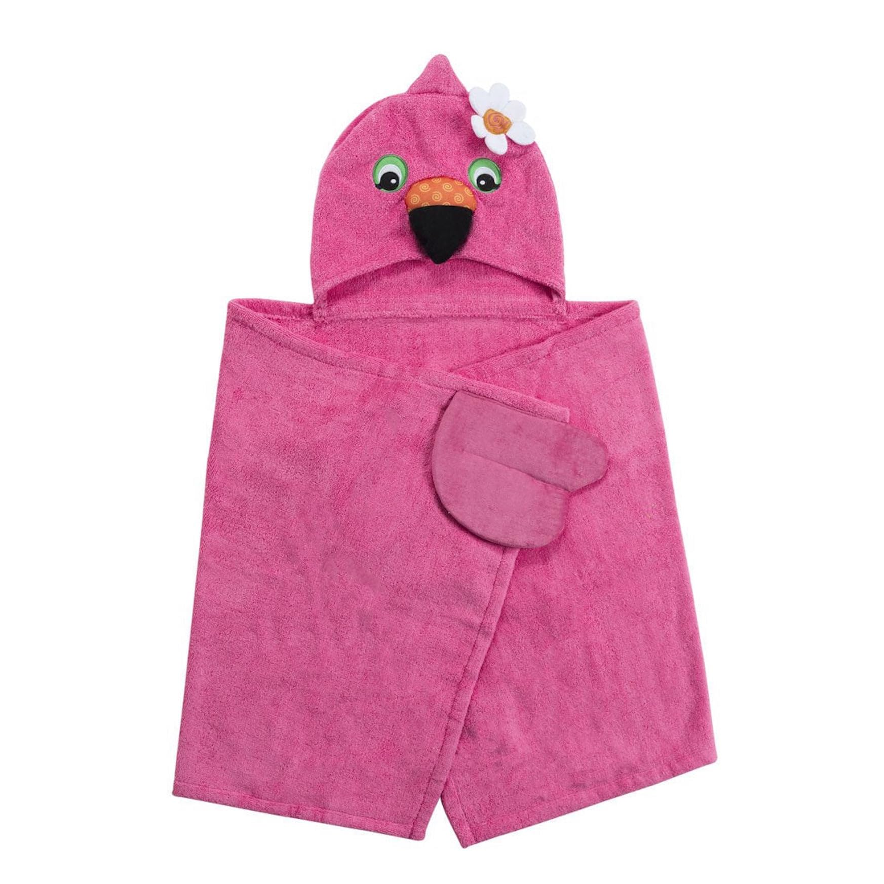 Zoocchini 100 Percent Cotton Kids Hooded Towel, Franny the Flamingo