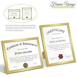 Fisnish 8.5x11 Picture Frame Certificate Document