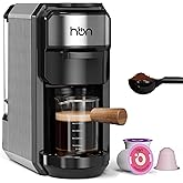 HBN 3-in-1 for Nespresso Capsule &amp; K-Cup Pods &amp; Ground Coffee Multi Coffee Maker Single Serve, 19Bar Programmable One-Touch Brewing Espresso Machine, 20oz Removable Water Tank, 1450W Fast Heat