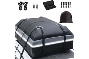 BOPARAUTO Car Rooftop Bag Cargo Carrier Bag 21 Cubic Feet Waterproof Heavy Duty for All Cars with/Without Rack Including Anti-Slip Mat 2 Luggage Locks 2 Extra Straps 6 Strong Nylon Straps Storage Bag