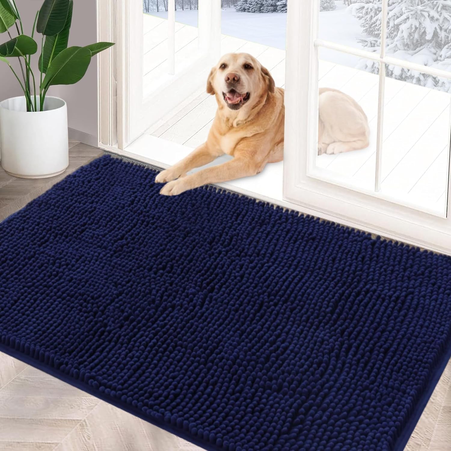 YOOTUKL Chenille Doormat Indoor Muddy mats for dogs Washable Rug Non Slip Dirt Trapper Quick Dry Soft Microfiber Durable Rubber Backing Bathroom Rugs
