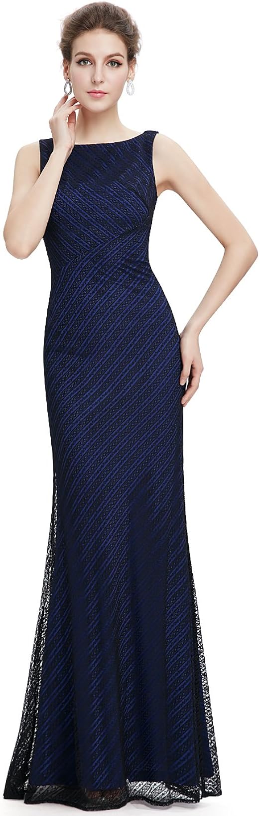 Ever Pretty Womens Long Printed Lace Overlay Party Dress 10 US Black