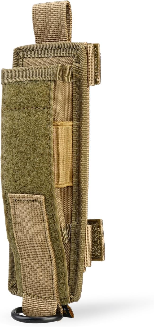 VIPERADE MOLLE flashlight bag, flashlight holder for the duty belt, nylon flashlight holster Molle bag for horizontal and vertical carry, universal fit for standard size flashlights (Khaki)