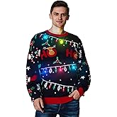 Men's LED Ugly Christmas Sweater Unisex Funny Novelty Knit Pullover with Lights
