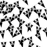 MARFOREVER 132 Ft 80 Pcs Halloween Pirate Banner Flag Paty Decorations | Pirate Skull Flags Bunting, Halloween Pennant Flags, Halloween Outdoor Indoor Decorations, Pirate Party Decorations Supplies