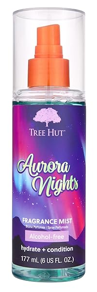 TREE HUT AURORA NIGHTS HAIR & BODY MIST, HYDRATING & ALCOHOL-FREE BODY SPRAY, FRAGRANCE WITH WARM PISTACHIO & TOASTED MARSHMALLOW NOTES, ALCOHOL-FREE FORMULA, VERSATILE BODY SPRAY, 6 FL OZ.