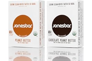 JONESBAR (Peanut Lovers, 24 Bars (2 Boxes)) USDA Organic Fruit & Nut Bar, Non-GMO, Kosher, Vegan, Gluten Free, Simple Snack Bar