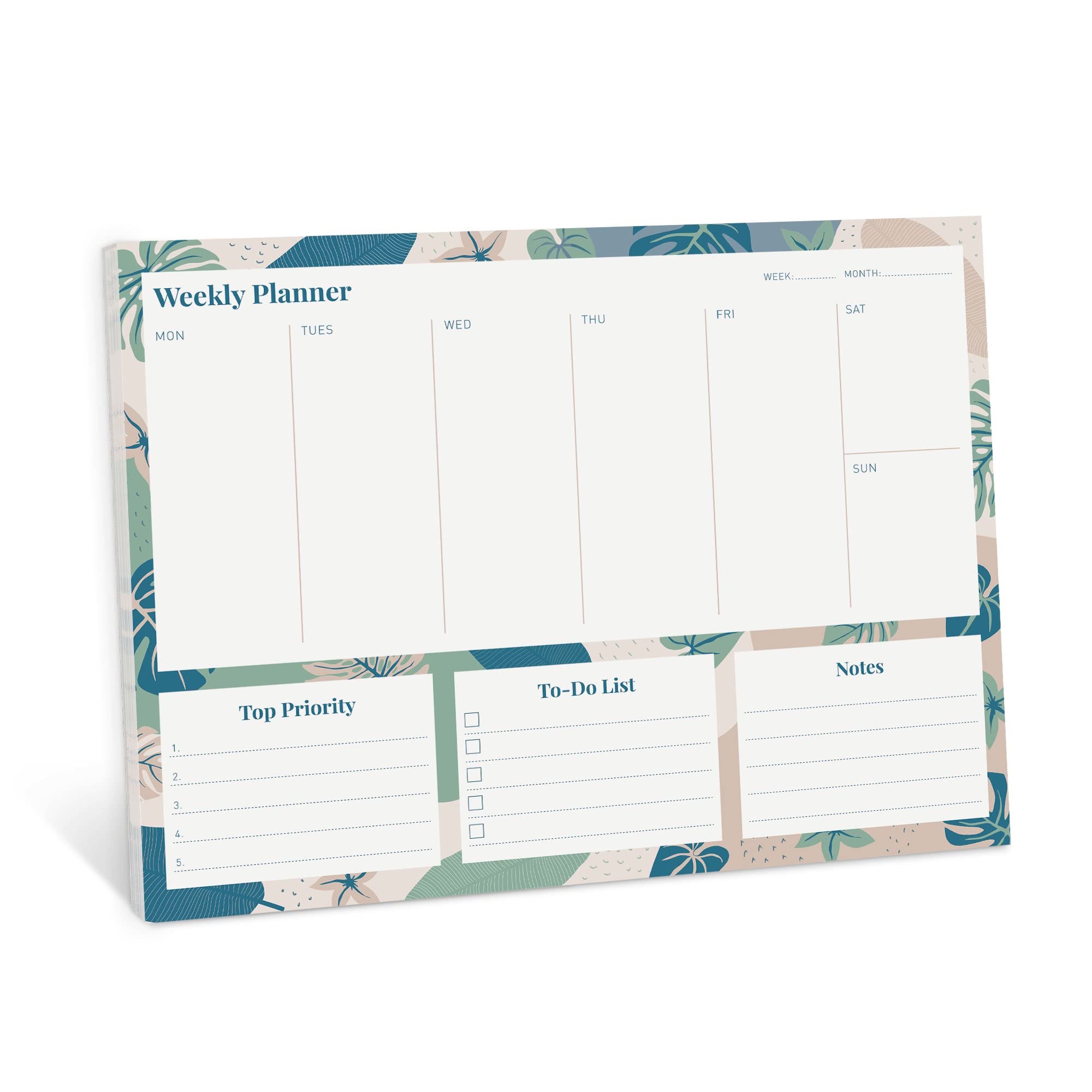 Rileys & Co Weekly Planner Pad A4, Undated Planner with 52 Tearaway Sheets, Daily To Do List Notepad with Top Priorities, Checklist & Notes Sections, Floral Prints, 11.0 x 8.5 inches (28 x 22 cm)