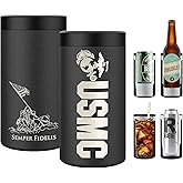 Marine Corps Can Cooler Stainless Steel USMC 12oz Beer Bottles, Standard & Slim Cans | Disabled Vet Owned Business | USMC 4 in1 Can Cooler