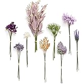 Ling's moment Artificial Greenery Stems Box Set, 42pcs with 9 Kinds of Faux Greenery Picks for DIY Bridal Bouquets Wedding Floral Arrangement Table Centerpieces, Lavender & Golden