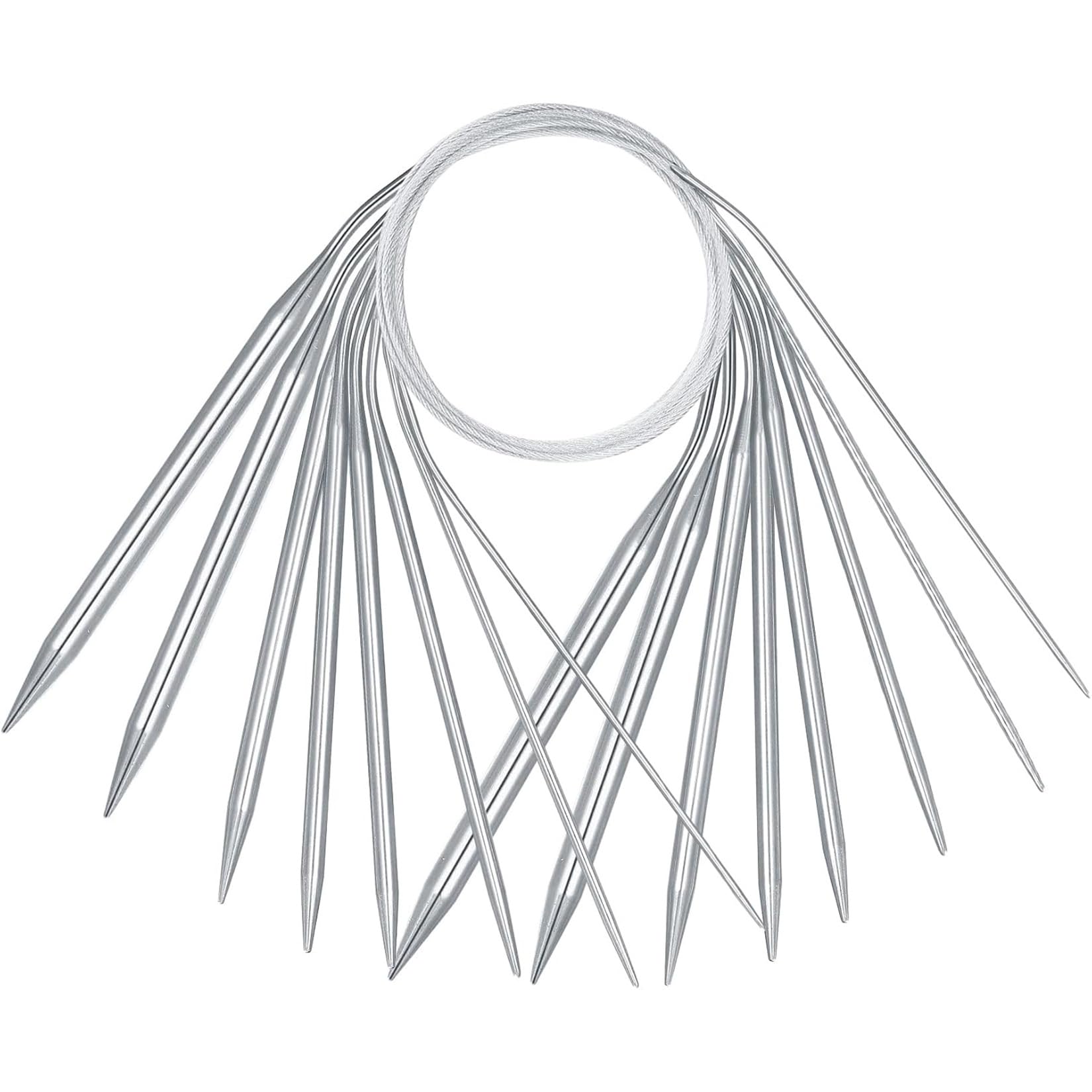 Stainless Steel Circular Knitting Needles - 40cm Short Round Needles with Flexible Cable for Small Projects - 2/3/4/5/5, 5/6/8/10mm