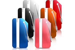 Suitcase Tag Luggage Tags Aluminum 6 Pack Tags for Luggage Identifier with Name Tag Address, Stainless Steel Loop BaggageTag 