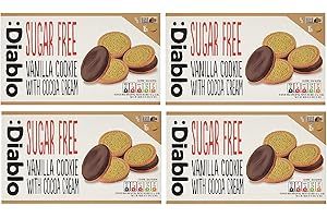 Diablo Sugar Free Sandwich Cookies - 4 x 176g - Vanilla with Cocoa Cream- 4 Pack