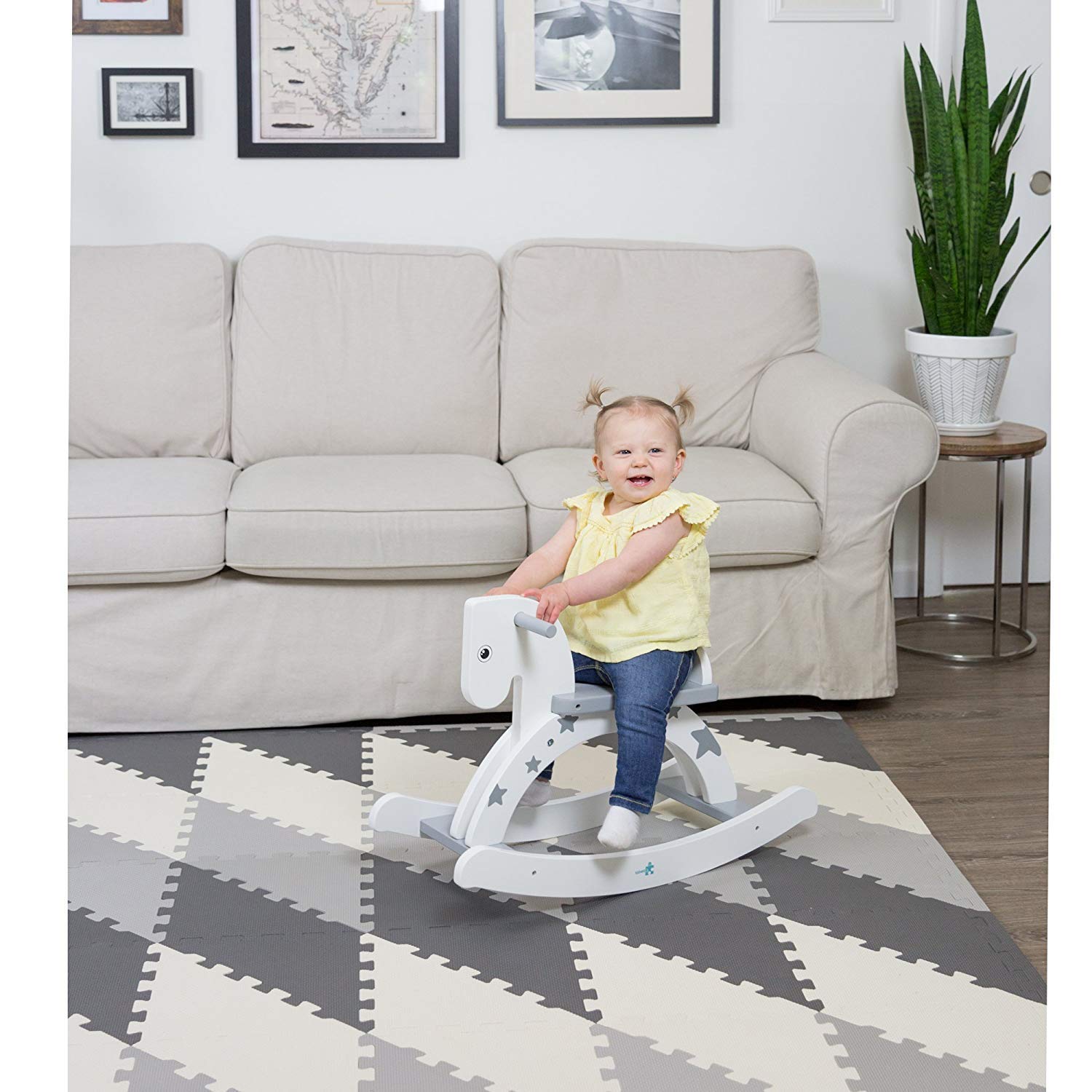 Non-Toxic Extra-Thick 96 Piece Triangle Play Mat - Comfortable Cushiony Foam Floor Puzzle Exercise Mat for Kids & Toddlers : Baby