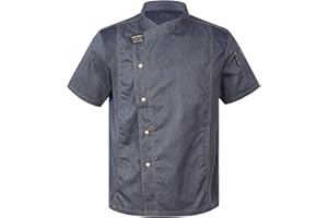 HULIJA Unisex Men Women Breathable Chef Jacket Chef Coat Hotel Restaurant Canteen Cake Shop Work Wear