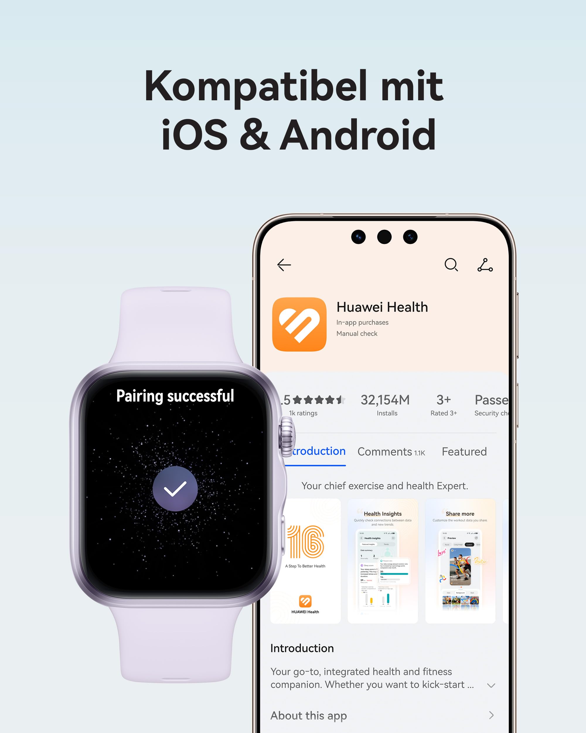 HUAWEI WATCH FIT 5 Smartwatch, GPS, 1,82″ Display, Sportuhr mit Schlaftracker, NFC-Zahlung, Sturzerkennung, Gesundheitsmanagement, Bis zu 10 Tage Akku, 5 ATM, für iOS & Android, 100+ Workouts, Schwarz 8