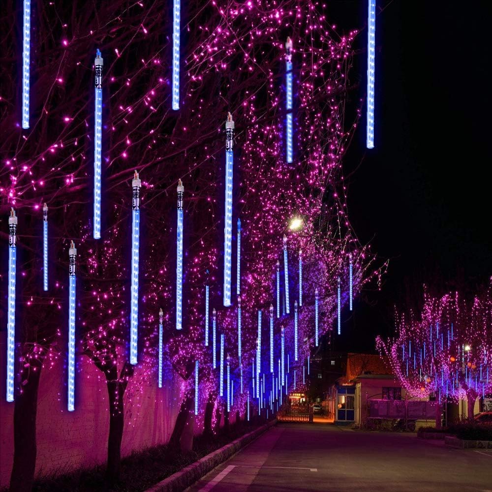 TianNorth Upgraded 30cm 8 Tubes 240 LED USB Meteor Shower Lights, 11.81 inches Ultra Bright LED Raindrop Lights, Waterproof Tubes for Christmas, Tree, Wedding, Party, Yard,etc (Blue 11.81inches)