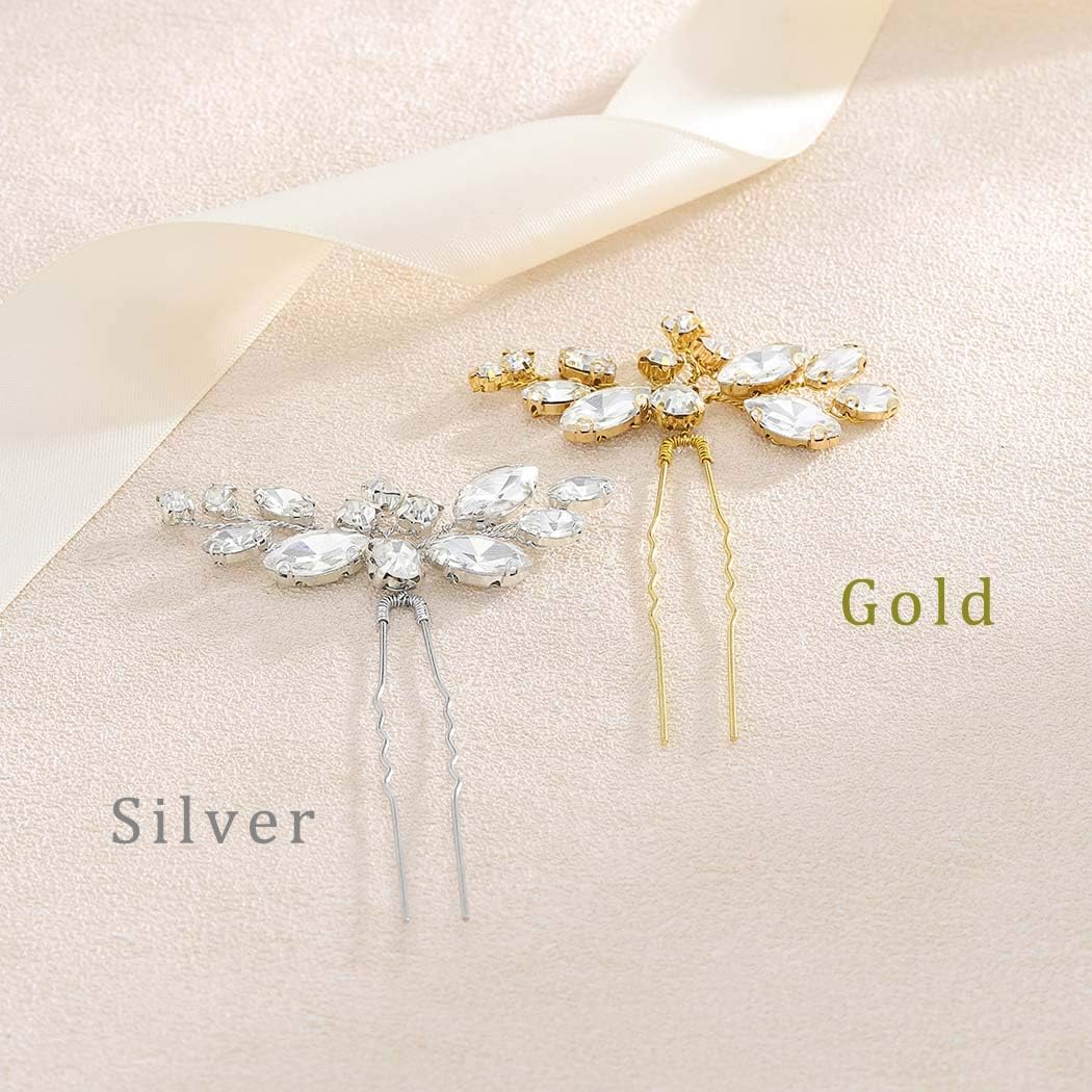 Unicra Silver Wedding Crystal Hair Pins Diamante Hair Piece Bridal Hair Accessories for Women and Brides(Pack of 3) - Image 3
