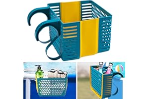 FOVERN1 Poolside Storage Basket, Above Ground Pool Storage Basket, Above Ground Pool Accessories, Swimming Pool Toy Basket, Suction Cup Storage Basket Suitable for Most Above Ground Pools(Blue)