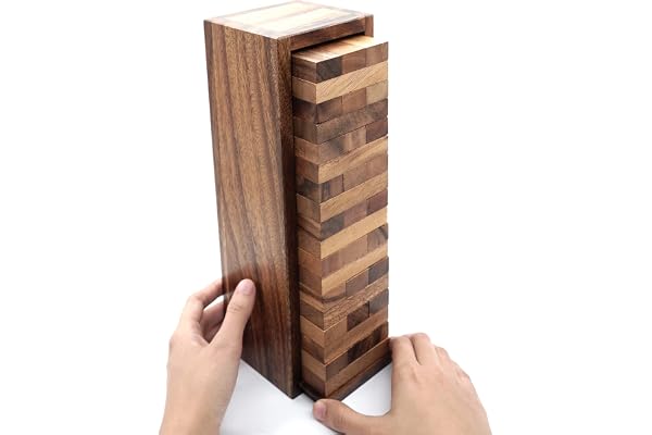 BSIRI Wood Tumbling Tower Game - Ideal for Party Games, Camping Games, Outdoor Games for Adults and Family, Classic Stacking