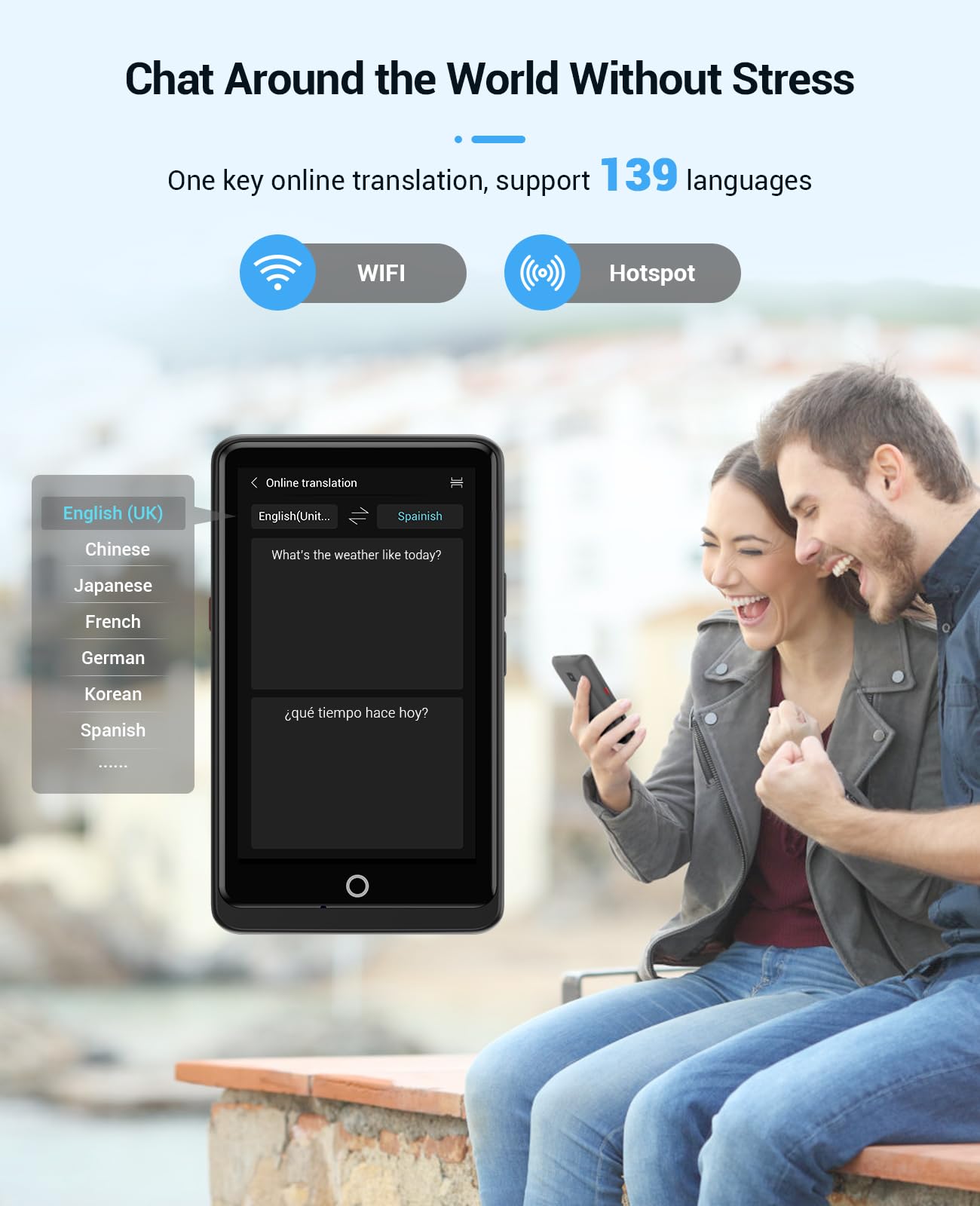 Language Translator Device,AI Inteligente Translator 2025,Support 139 Languages and Accents Portable Instant Translation with 4.1”Screen,Upgraded Chip,16GB Storage Space for Travel Business Learning