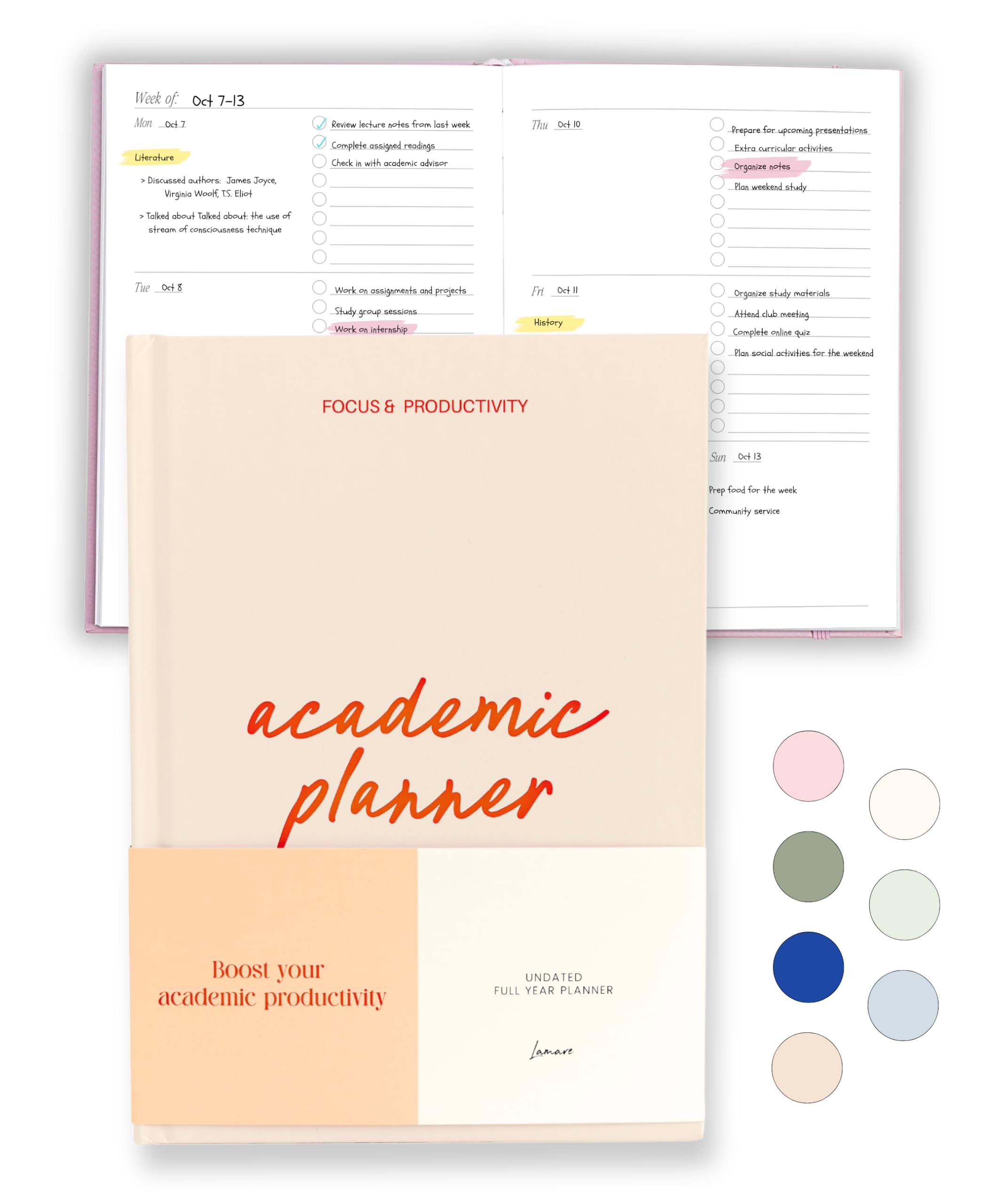 Photo 1 of Lamare Academic Planner 2025-2026 – Undated Weekly College Student Planner 2025-2026 For Homeschool, High School, College & Nursing Students