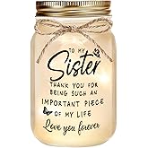 Rxyjlhjx Sisters Gifts from Sister - Decorative Mason Jar with Warm Glow, Unique Gifts for Sister, Birthday Christmas Thanksgiving Day Gift for Best Sisters