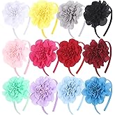 Jaqakid 12Pcs Headbands for Girls Kids- Flower Headbands for Women Teens Children-Chiffon Hair Band for Women-Hair Accessoies-Gifts Supply