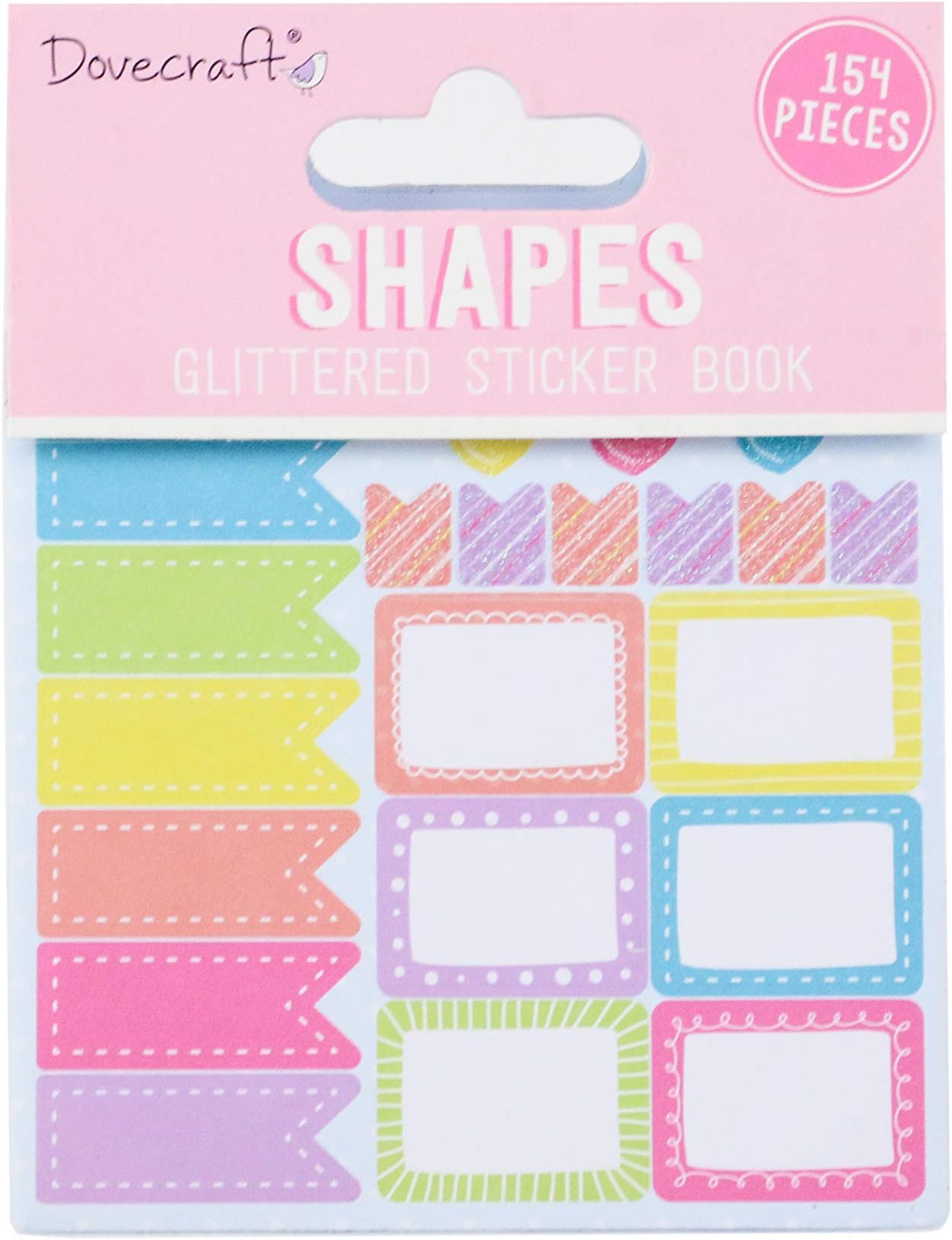 Dovecraft DCSTB004 Book-Shapes-162 Stickers-Glitter Designs-for Crafts, Stationery, Journaling, Paper, Multicolour, One Size