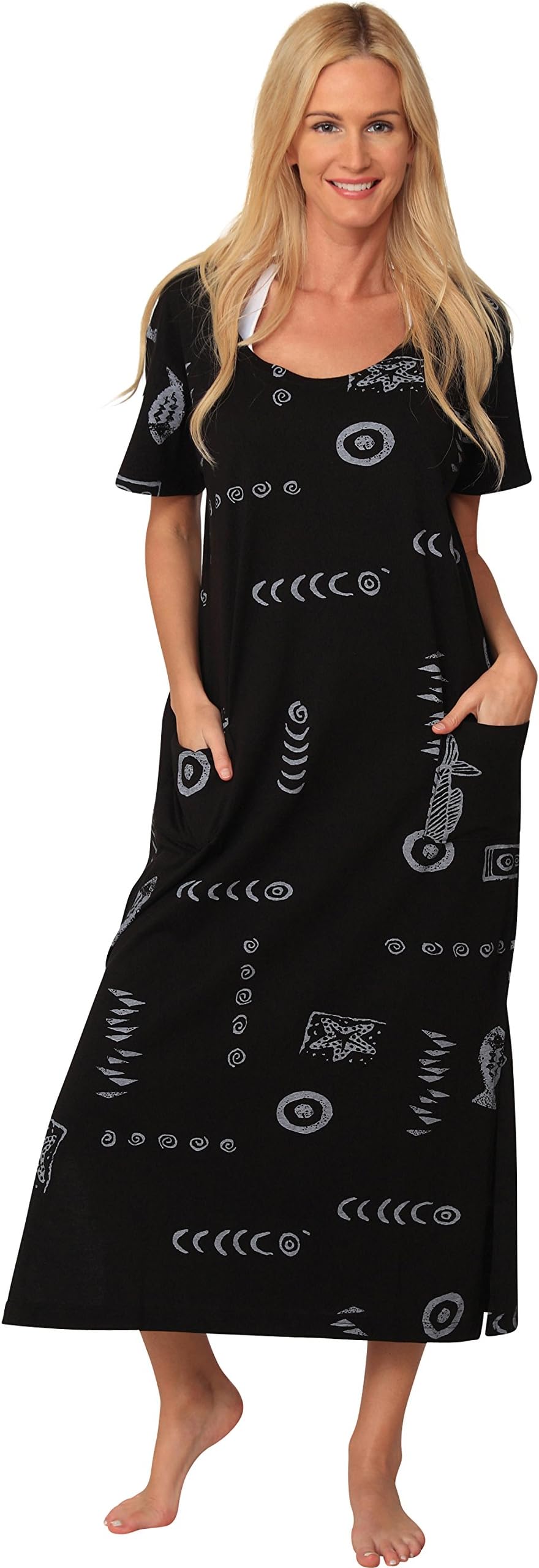 Women's Cotton Casual Dress Sleeve Summer Long Fashion Beach Cover Up Maxi Dress