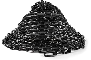 DrawPies Black Plastic Chain, 50Ft Plastic Chain Links Safety Chains Barrier
