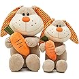 Nleio Bunny Stuffed Animal, 2 Pcs (14 inch+11 inch) Easter Bunny Plush with Carrot, Cute Stuffed Animal Plush Toys for Girls Boys Kids, Birthday Gifts