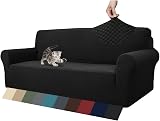 MAXIJIN Newest Jacquard 3 Seater Sofa Cover Non Slip Elastic Protector Black