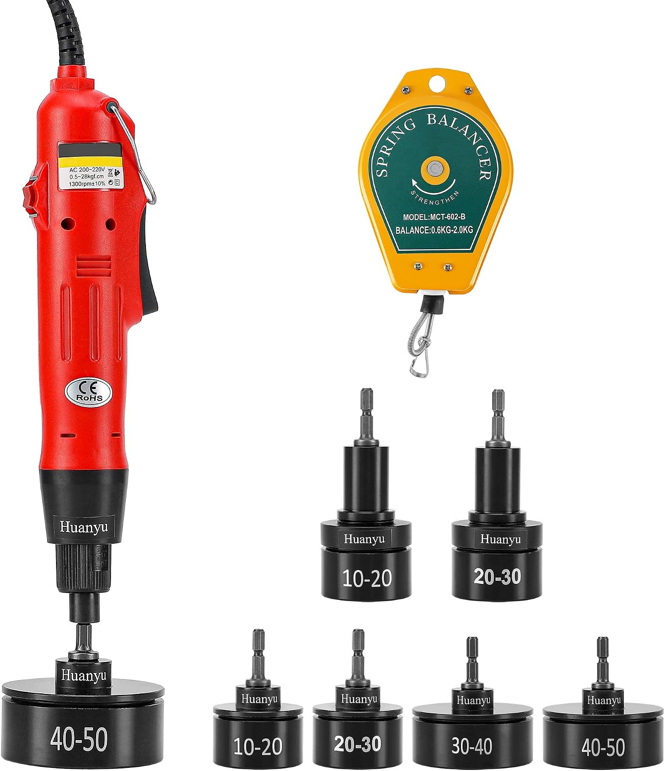 Huanyu Electric Bottle Capper Portable Capping Machine Speed Adjustable Capping Sealer 10mm to 50mm Max 1300RPM (220V