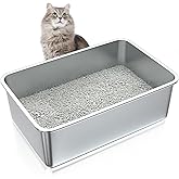 ZuHucpts Stainless Steel Cat Litter Box, Large Metal Litter Pan for Cats (24" Lx16 Wx6 H)