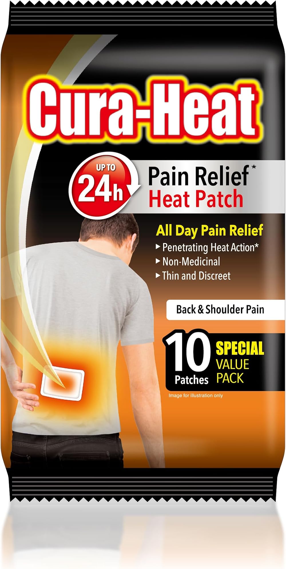 Cura-Heat Back and Shoulder Pain Heat Patch 10 Patches Targeted Relief