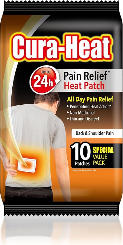 Cura-Heat Back and Shoulder Pain Heat Patch 10 Patches Targeted Relief