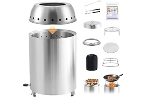 Lilistar 7" Tabletop Fire Pit - Third Burn, Smokeless, Flame Intensity Control, Stainless Steel Small Fire Pit for Camping, P