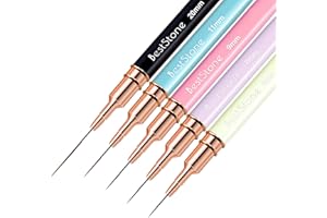 BESTSTONE Nail Art Liner Brushes, 5Pcs Professional Gel Polish Painting Art Design Pen Set for Long Lines, Thin Details, Fine Drawing Sizes 5/7/9/11/20mm Nail Art Design Gift for Women(Multicolor)