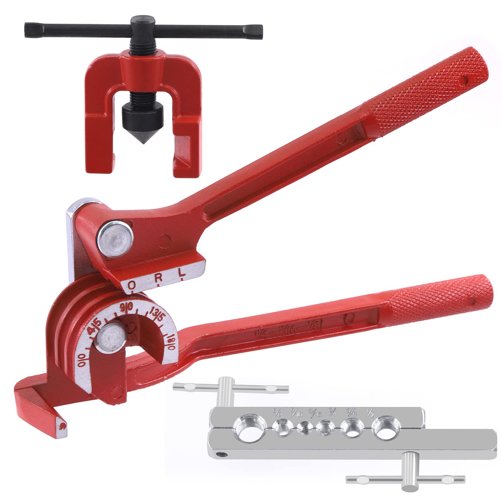 Photo 1 of Tanstic 2Pcs Flaring Tool and Tube Bender, 5/8" 5/16" 3/16" 1/4" 3/8" 1/2" Line Flaring Tools and 3 in 1 Copper Bender 1/4" 5/16" 3/8" Manual Tubing Bender for Pipe Copper Brass Aluminum