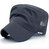 Rayna Fashion Mesh Back Cadet Caps for Women Lightweight Army Military Hats for Men Breathable Flat Top Dad Cap