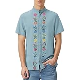 Men's Mexican Guayabera Shirt Button Down Embroidered Shirt Cinco De Mayo Fiesta Shirts Short Sleeve Button Down