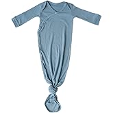 Copper Pearl Baby Gown - Knotted Newborn Sleepers for Baby Boy and Girl, Soft Stretchy Long Sleeve Infant Gowns with Bottom Tie and Hand Mittens, Perfect Hospital Coming Home Outfit (Atlantic)